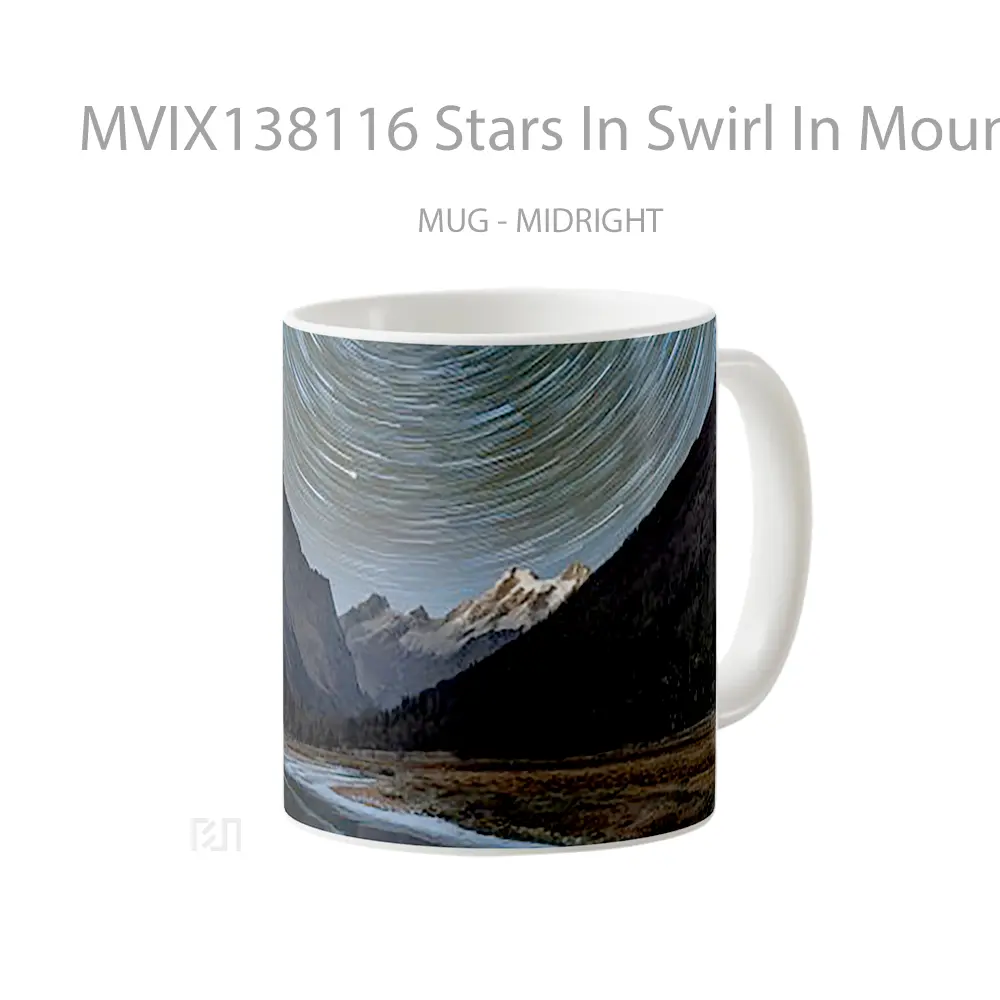 Mug Stars In Swirl In Mountain Landscape Gelas Pemandangan Alam - All-side / Desain