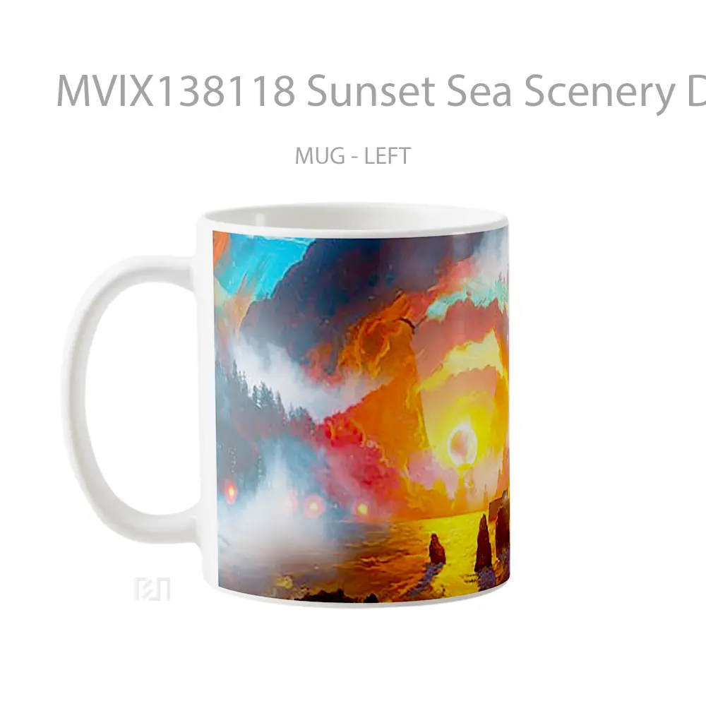 Mug Sunset Sea Scenery Digital Art Gelas Pemandangan Alam - All-side / Desain