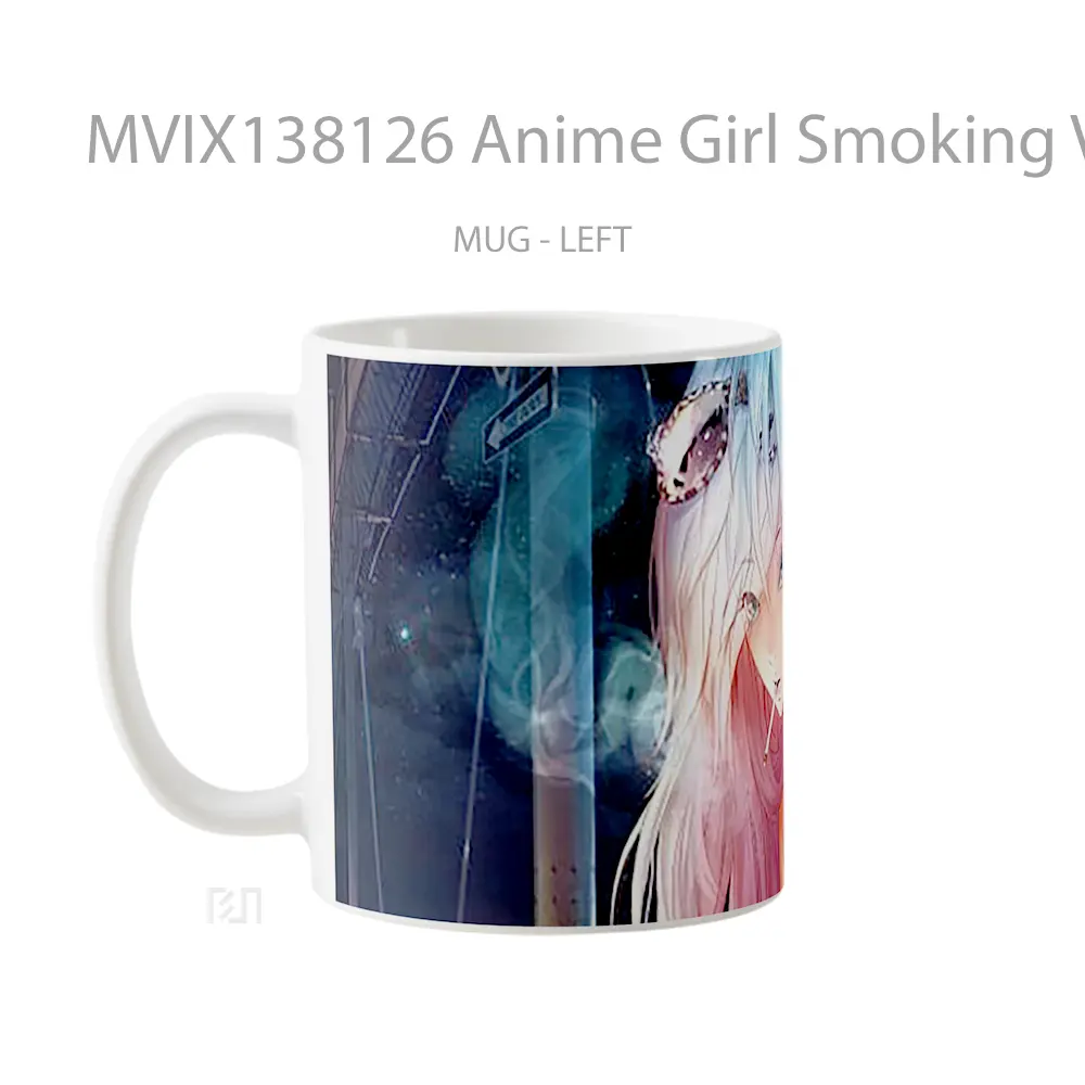 Mug Anime Girl Smoking V2 Cangkir Anime - All-side / Desain