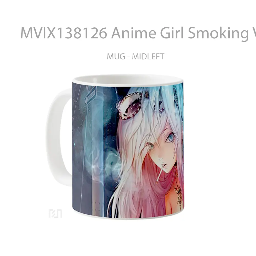 Mug Anime Girl Smoking V2 Cangkir Anime - All-side / Desain