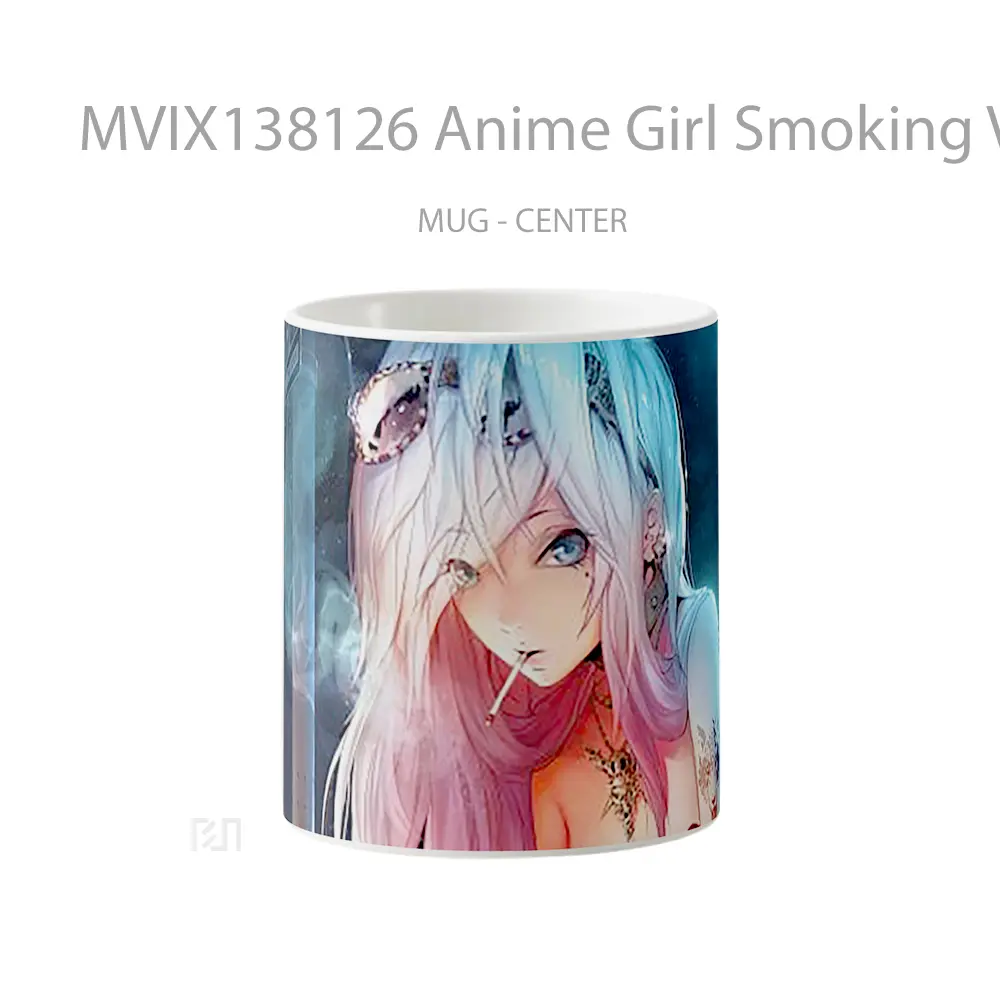 Mug Anime Girl Smoking V2 Cangkir Anime