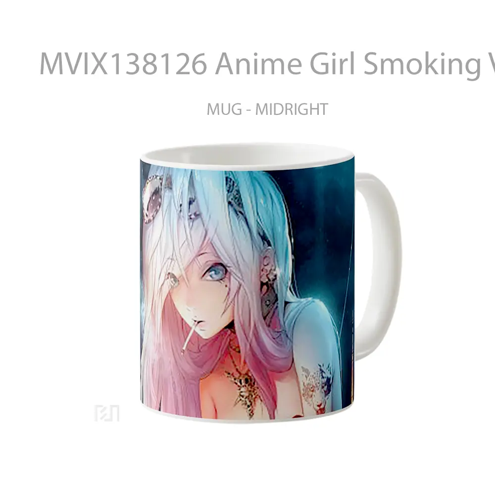 Mug Anime Girl Smoking V2 Cangkir Anime - All-side / Desain