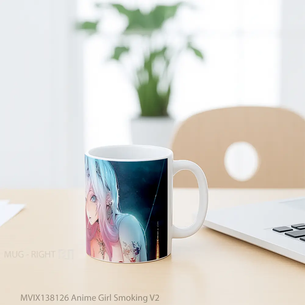 Mug Anime Girl Smoking V2 Cangkir Anime - All-side / Desain