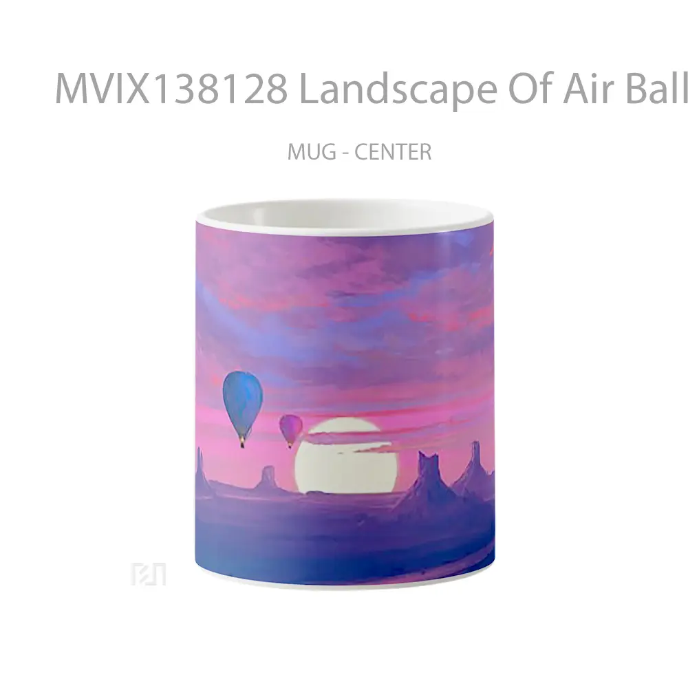 Mug Landscape Of Air Balloons At Sunset Gelas Pemandangan Alam