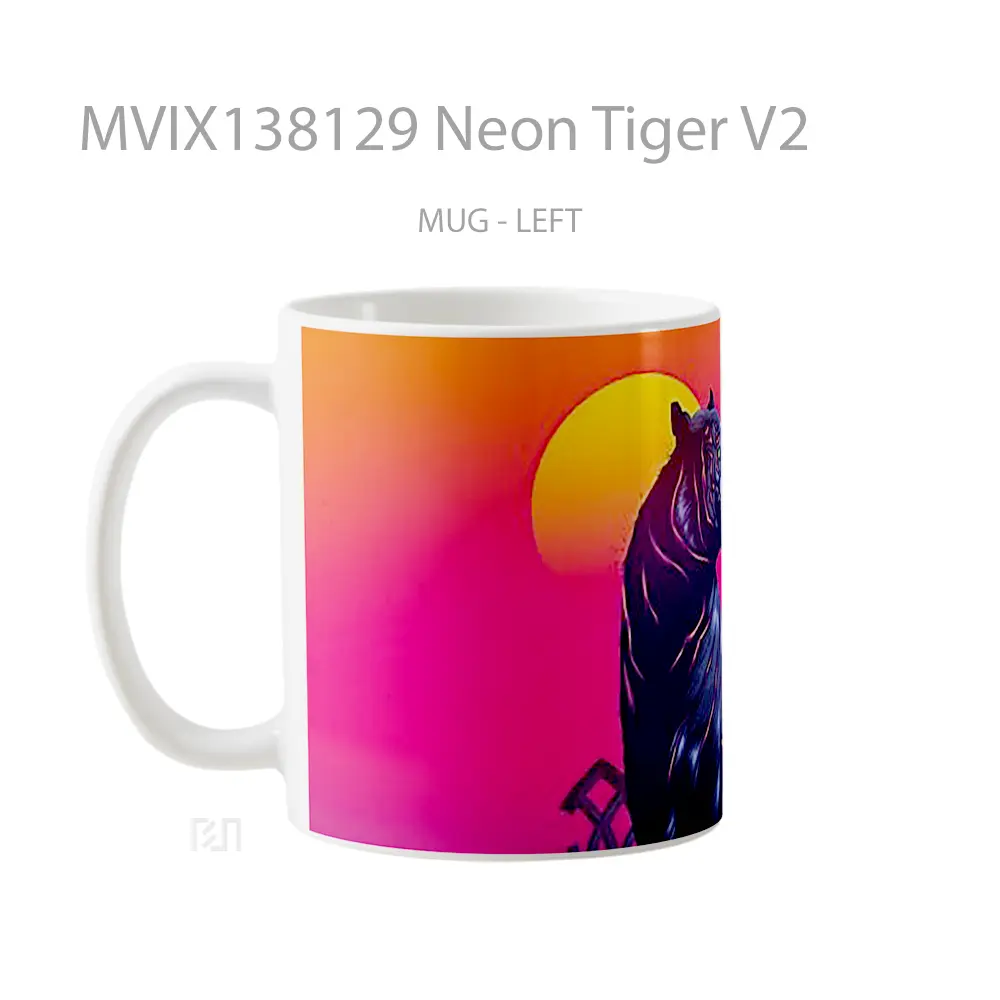 Mug Neon Tiger V2 Gelas Hewan Lucu - All-side / Desain