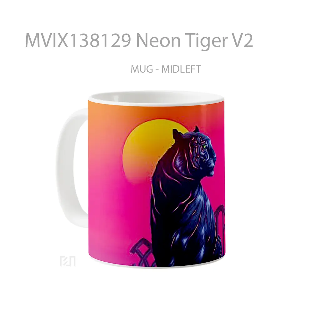 Mug Neon Tiger V2 Gelas Hewan Lucu - All-side / Desain