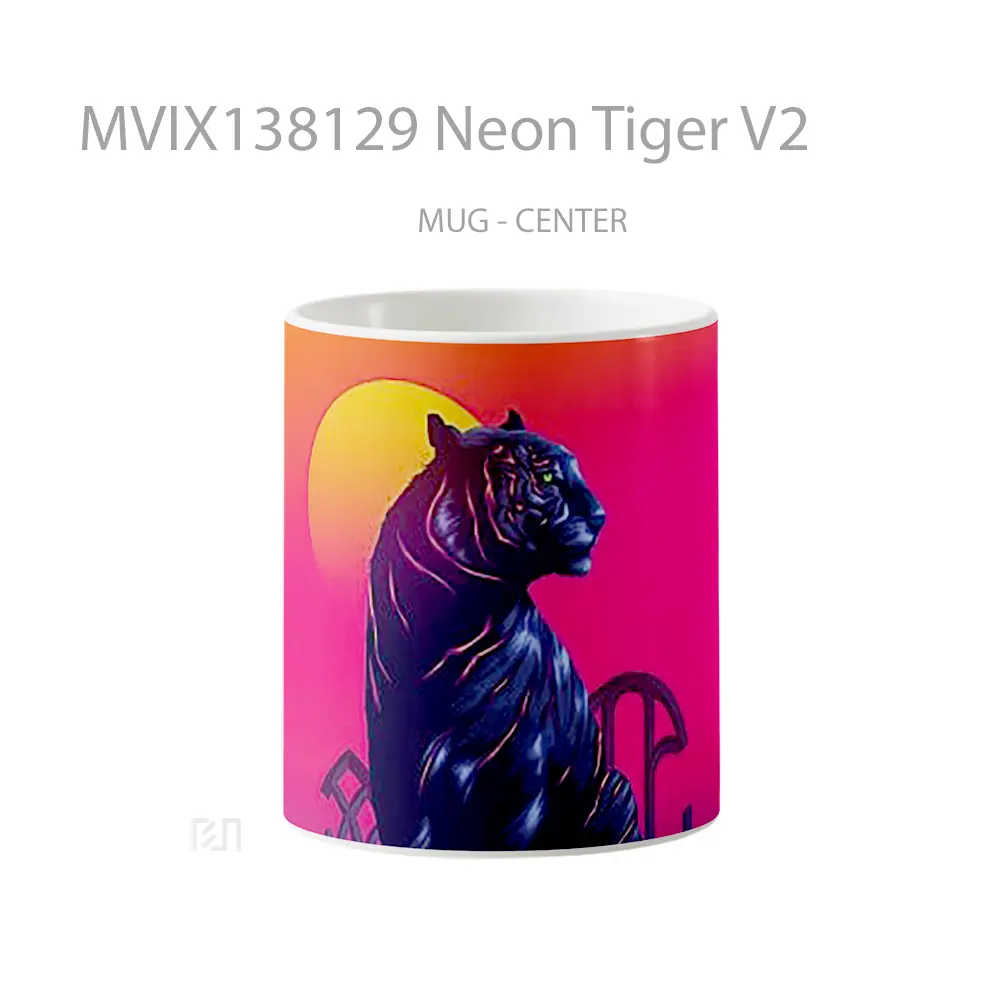 Mug Neon Tiger V2 Gelas Hewan Lucu