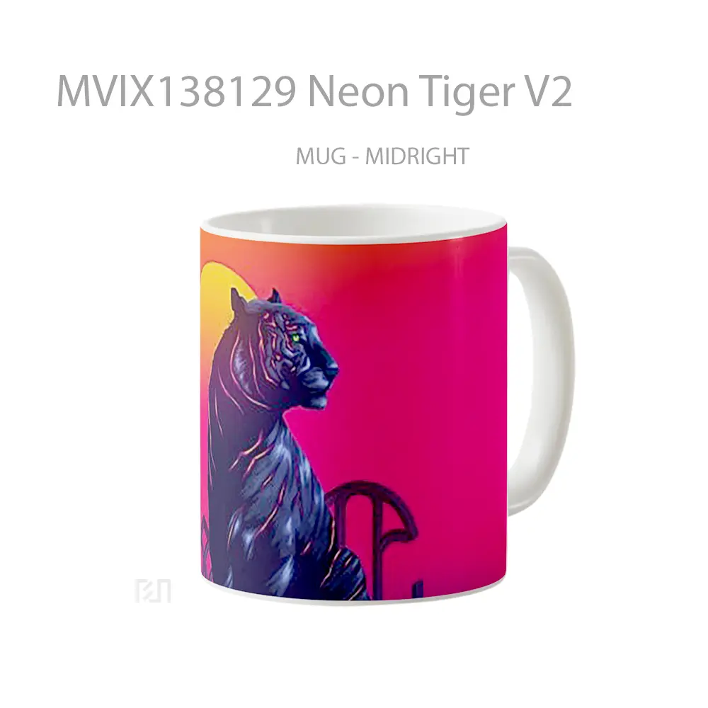 Mug Neon Tiger V2 Gelas Hewan Lucu - All-side / Desain