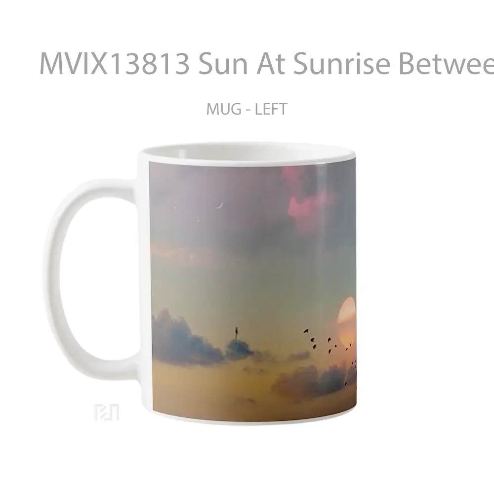 Mug Sun At Sunrise Between The Clouds Gelas Pemandangan Alam - All-side / Desain