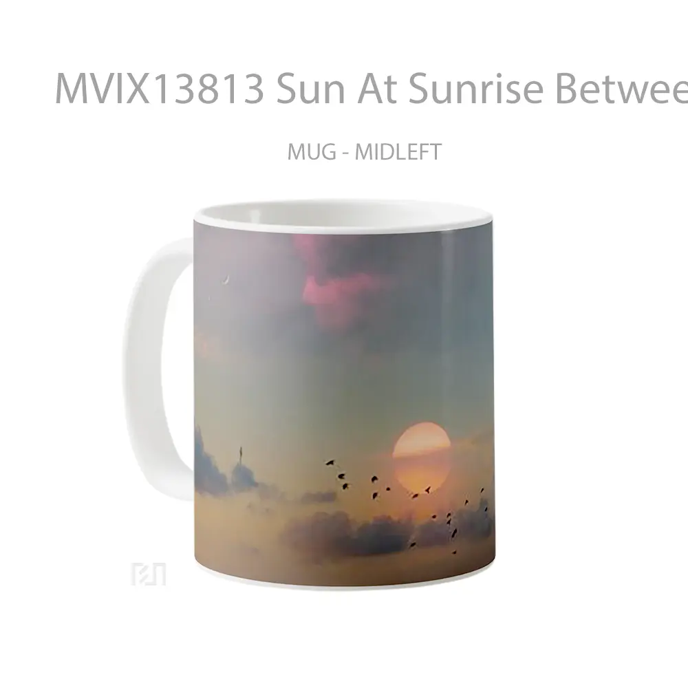 Mug Sun At Sunrise Between The Clouds Gelas Pemandangan Alam - All-side / Desain