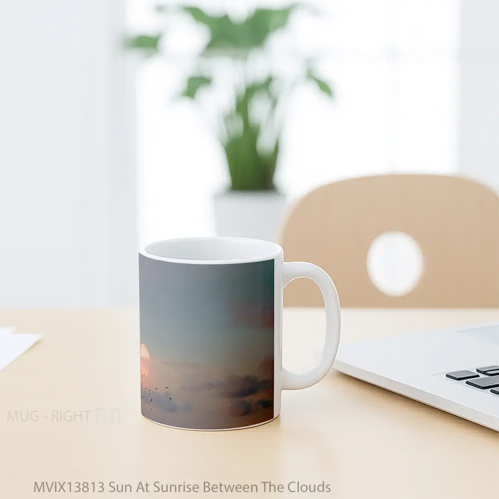 Mug Sun At Sunrise Between The Clouds Gelas Pemandangan Alam - All-side / Desain