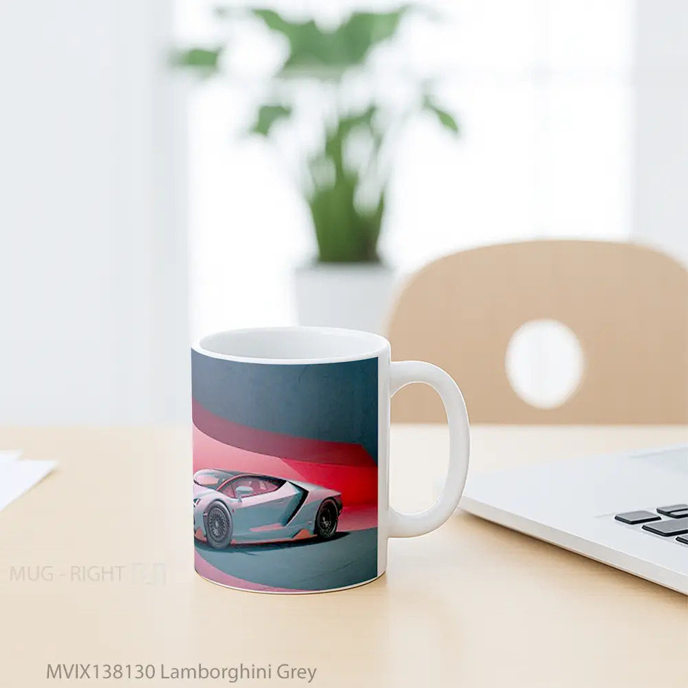 Mug Lamborghini Grey Cangkir Mobil - All-side / Desain