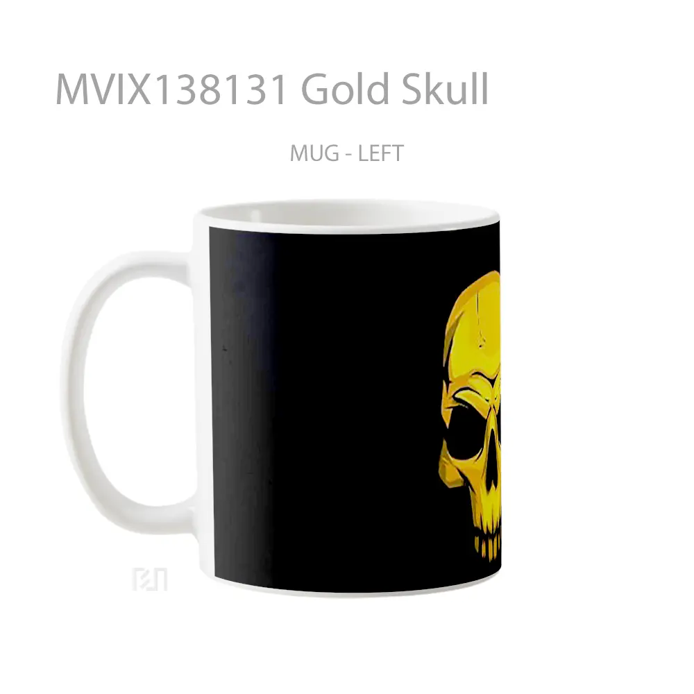 Mug Gold Skull Gelas Keramik Unik - All-side / Desain