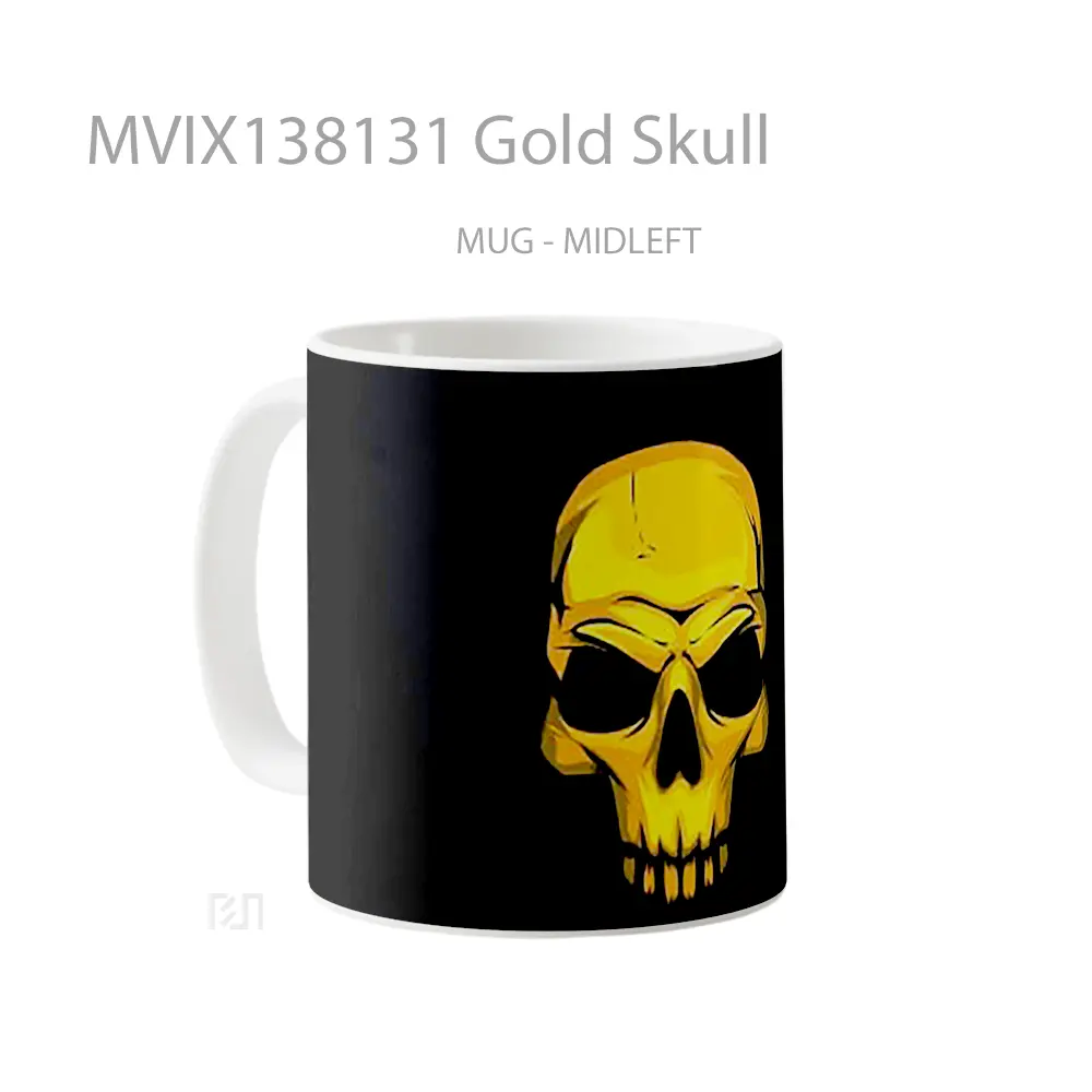 Mug Gold Skull Gelas Keramik Unik - All-side / Desain