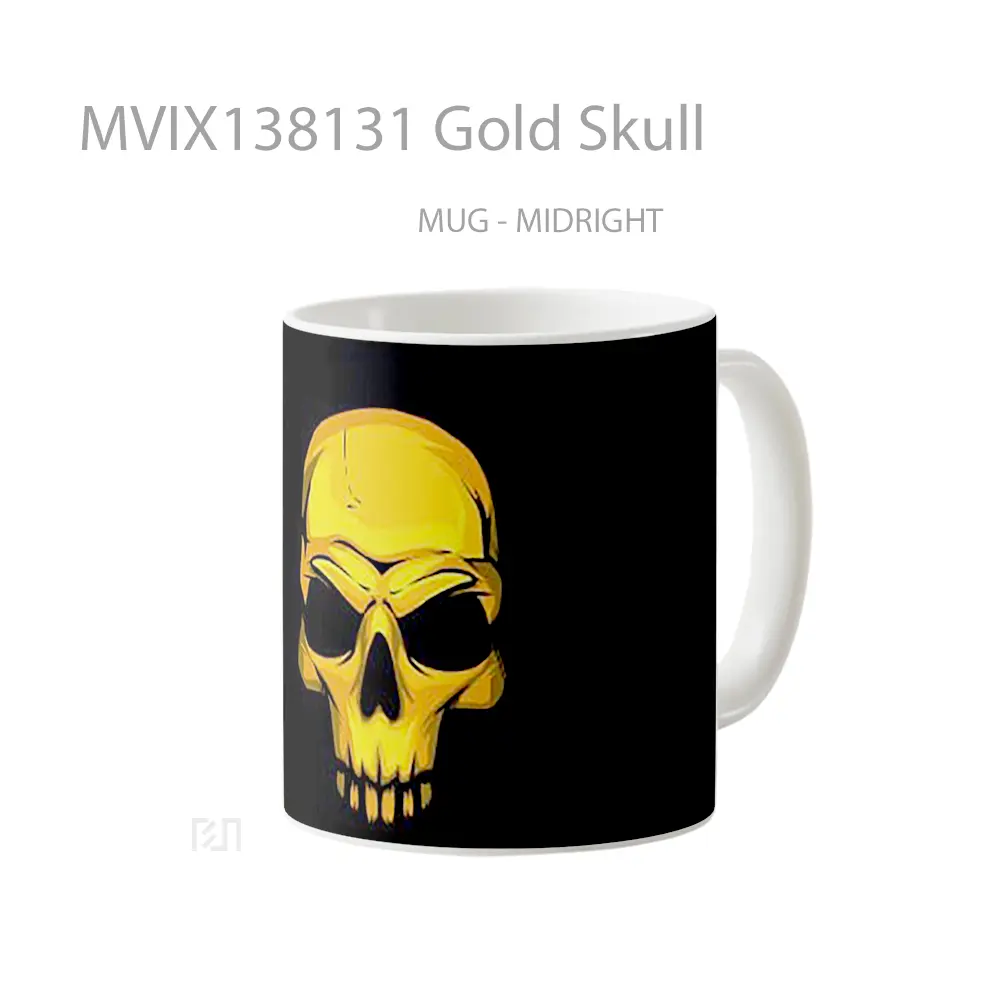 Mug Gold Skull Gelas Keramik Unik - All-side / Desain