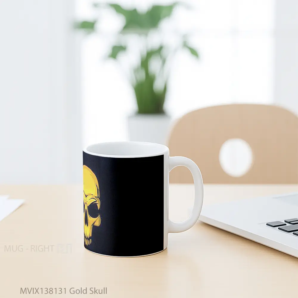 Mug Gold Skull Gelas Keramik Unik - All-side / Desain
