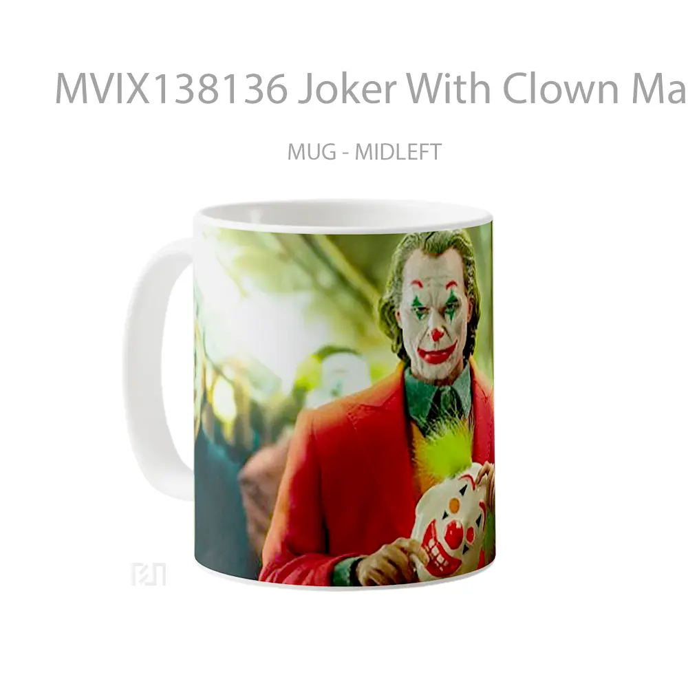 Mug Joker With Clown Mask Gelas Superhero - All-side / Desain