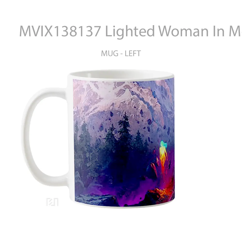 Mug Lighted Woman In Mountain Landscape Gelas Pemandangan Alam - All-side / Desain