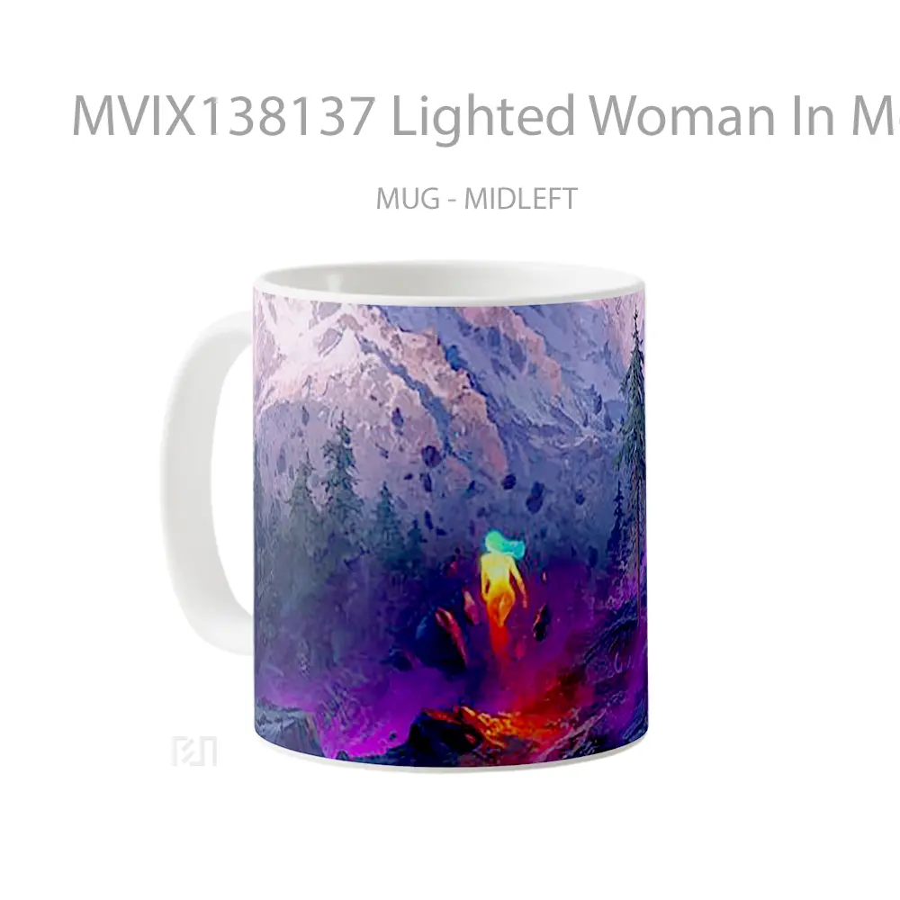 Mug Lighted Woman In Mountain Landscape Gelas Pemandangan Alam - All-side / Desain