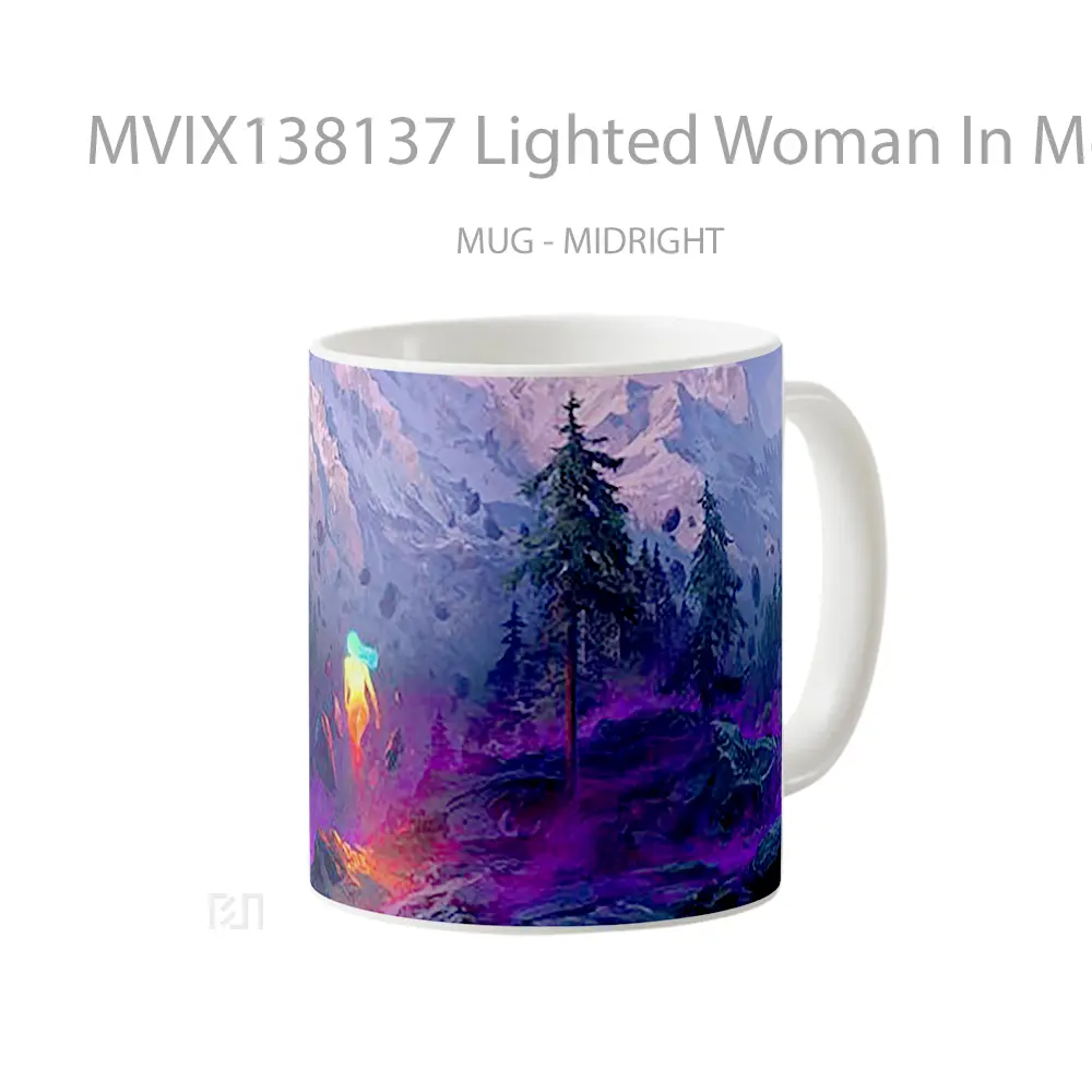 Mug Lighted Woman In Mountain Landscape Gelas Pemandangan Alam - All-side / Desain