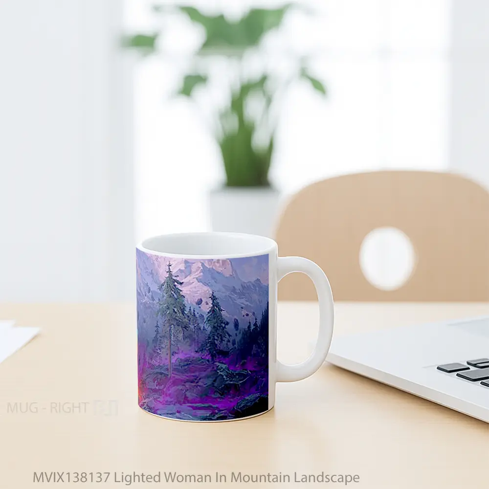 Mug Lighted Woman In Mountain Landscape Gelas Pemandangan Alam - All-side / Desain
