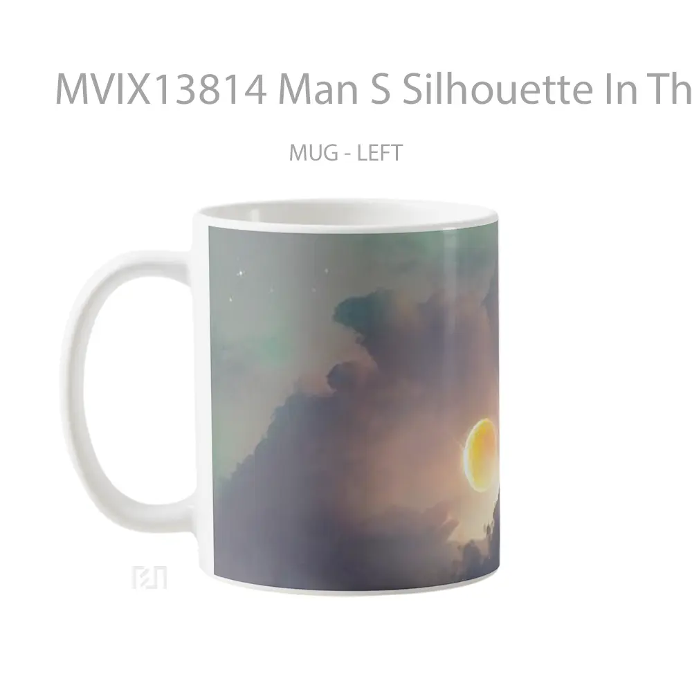 Mug Man S Silhouette In The Clouds Gelas Pemandangan Alam - All-side / Desain