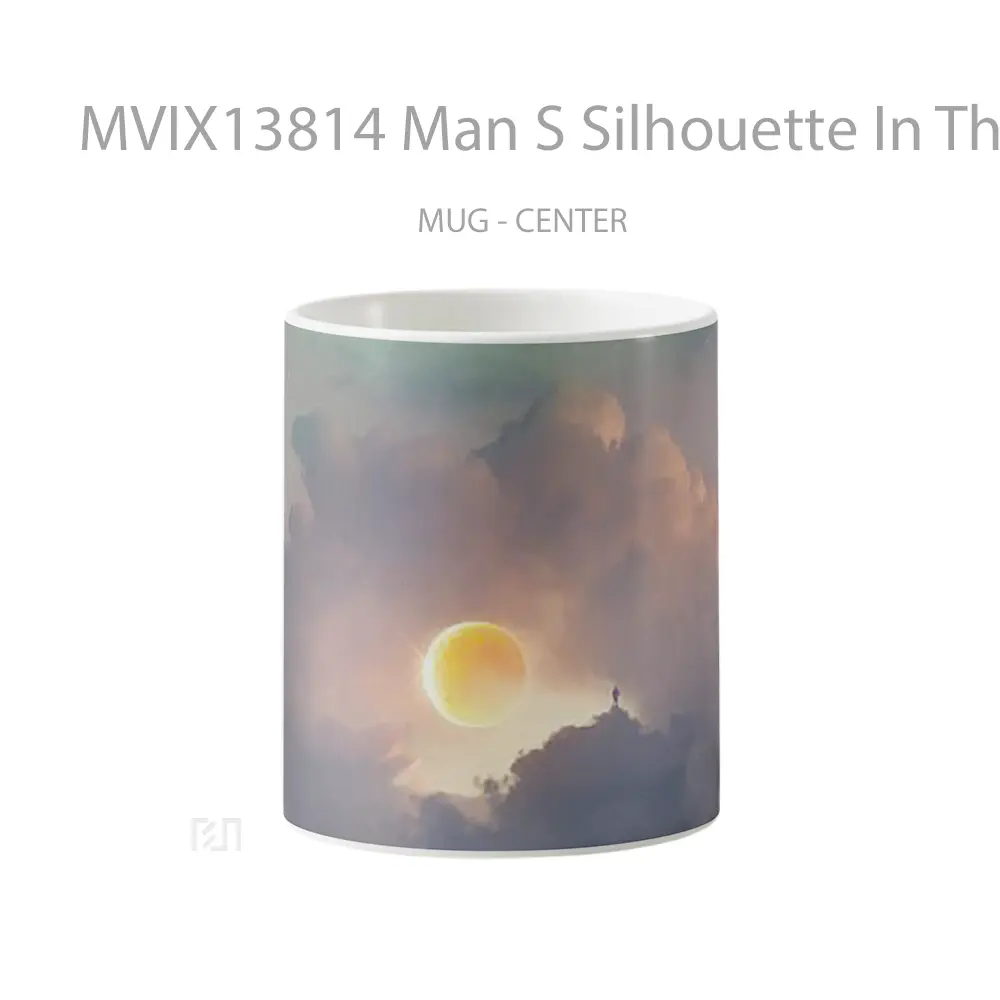 Mug Man S Silhouette In The Clouds Gelas Pemandangan Alam