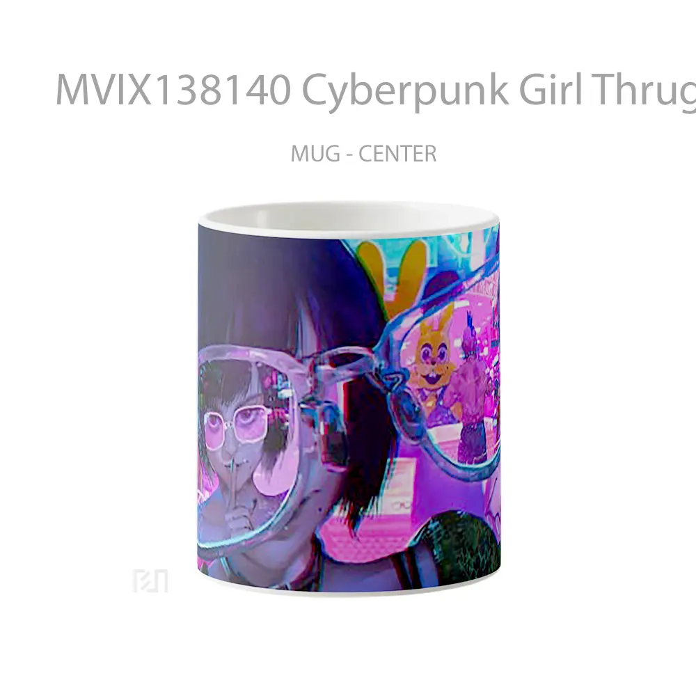 Mug Cyberpunk Girl Thrugh Glasses Cangkir Gamer