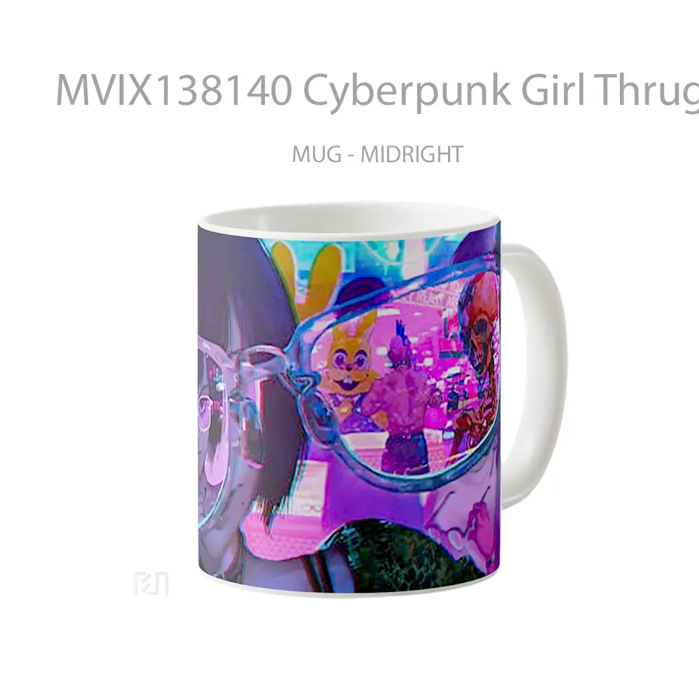 Mug Cyberpunk Girl Thrugh Glasses Cangkir Gamer - All-side / Desain