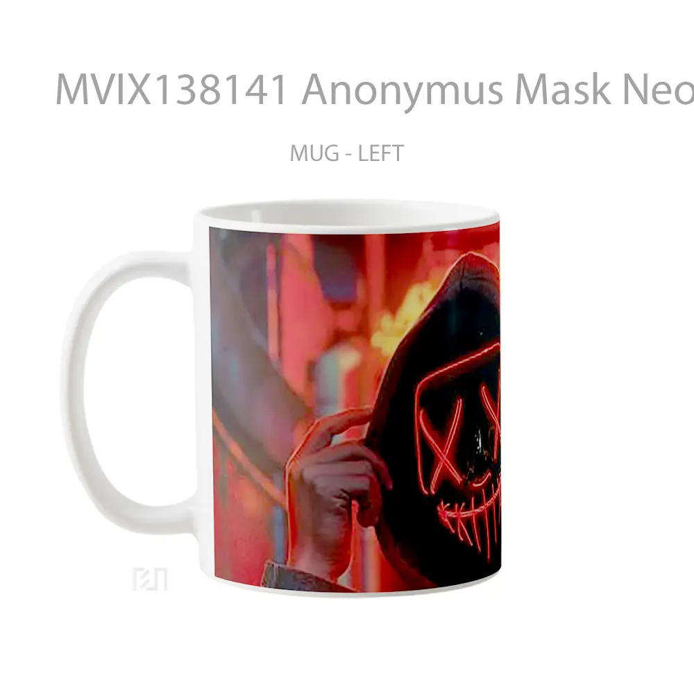 Mug Anonymus Mask Neon Gelas Keramik Unik - All-side / Desain