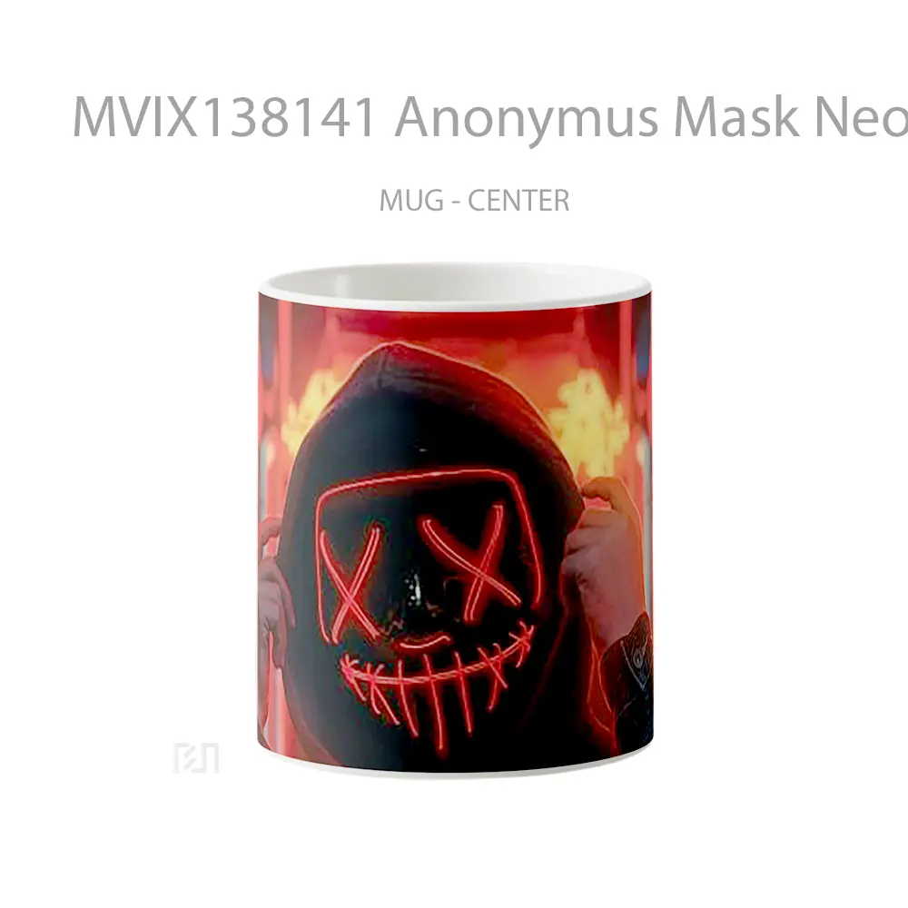 Mug Anonymus Mask Neon Gelas Keramik Unik