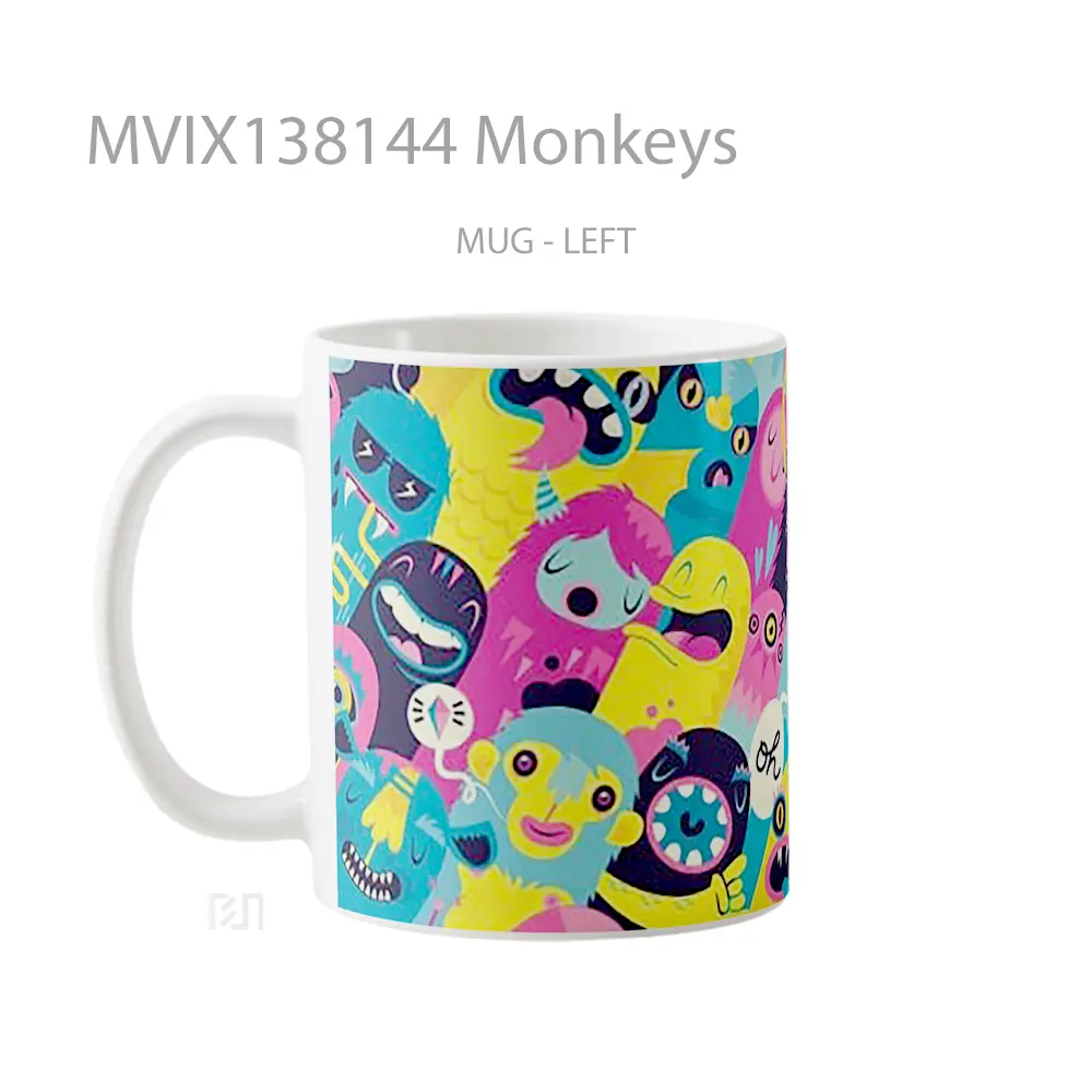 Mug Monkeys Gelas Hewan Lucu - All-side / Desain