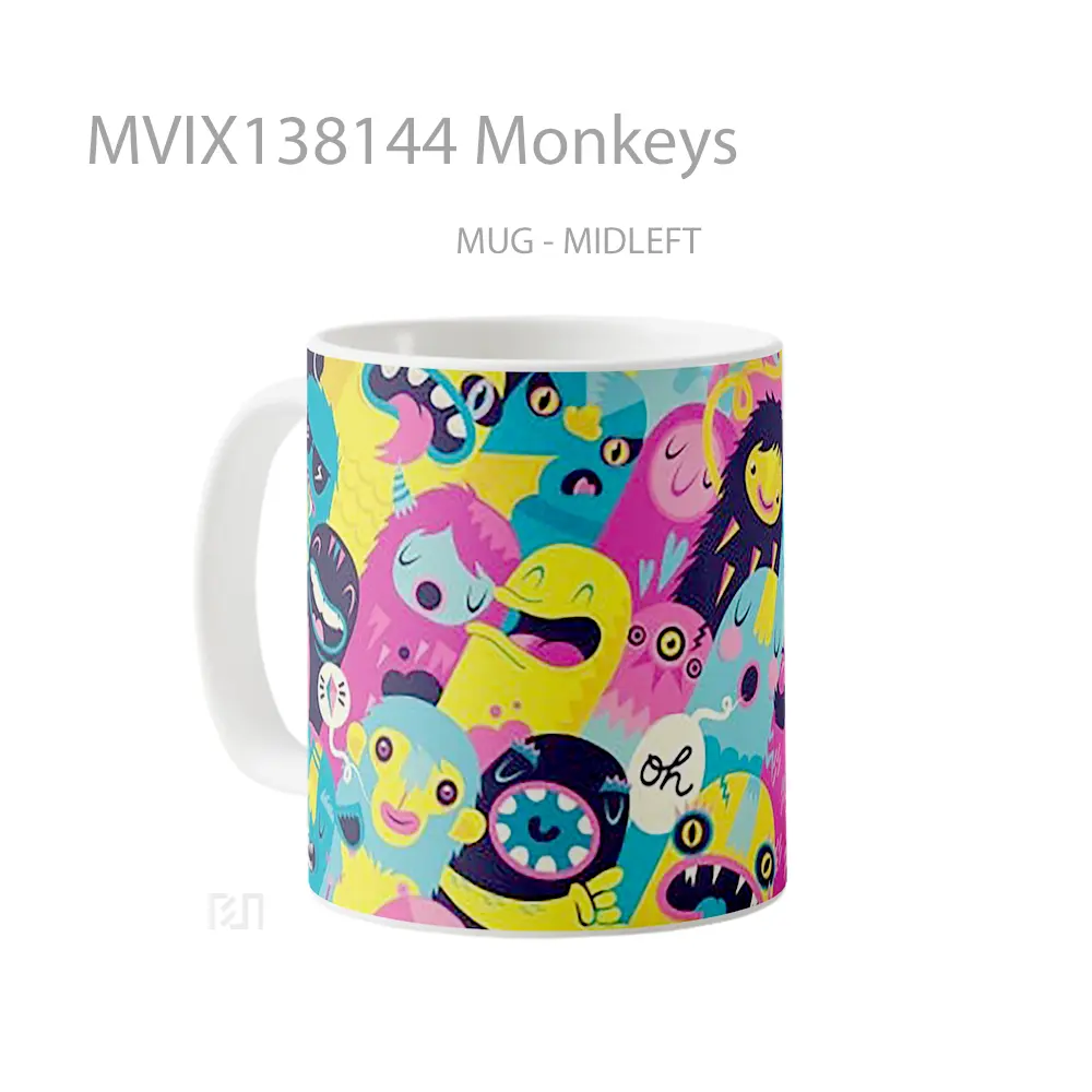 Mug Monkeys Gelas Hewan Lucu - All-side / Desain