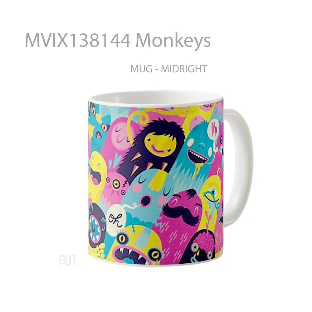 Mug Monkeys Gelas Hewan Lucu - All-side / Desain