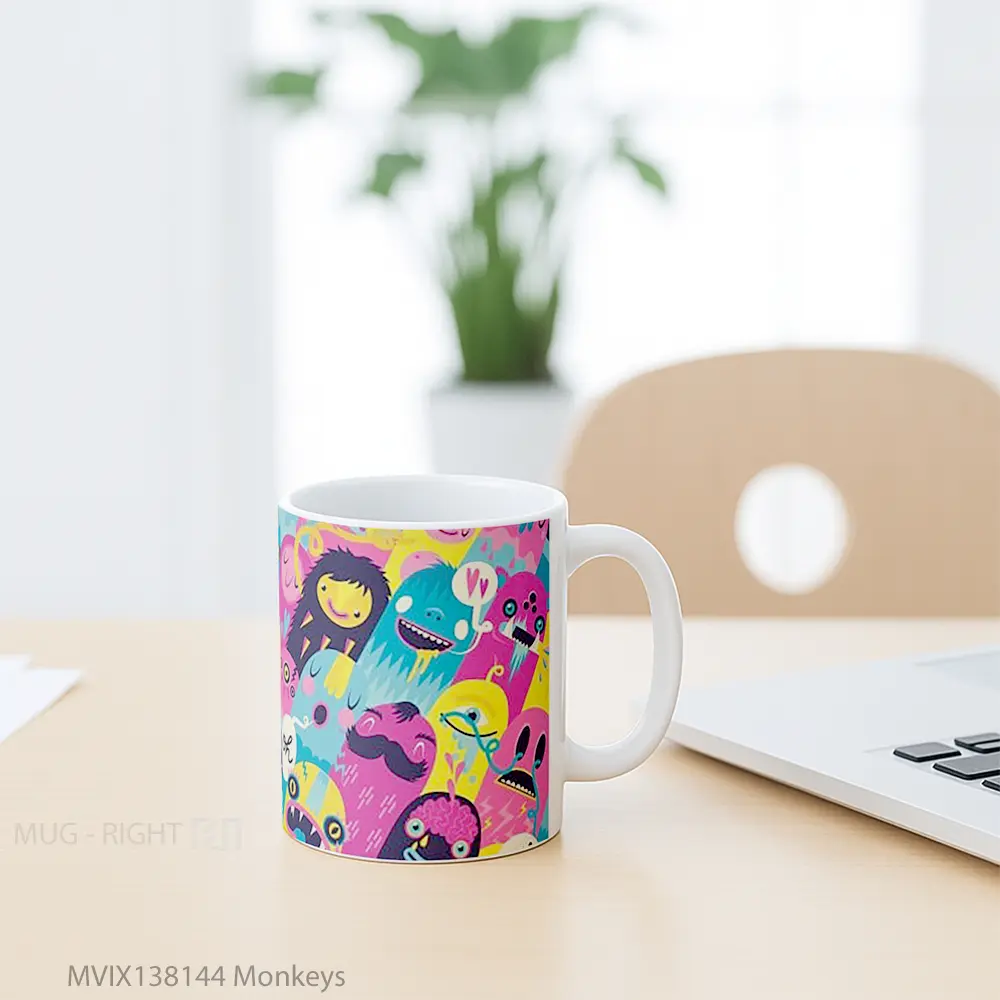 Mug Monkeys Gelas Hewan Lucu - All-side / Desain