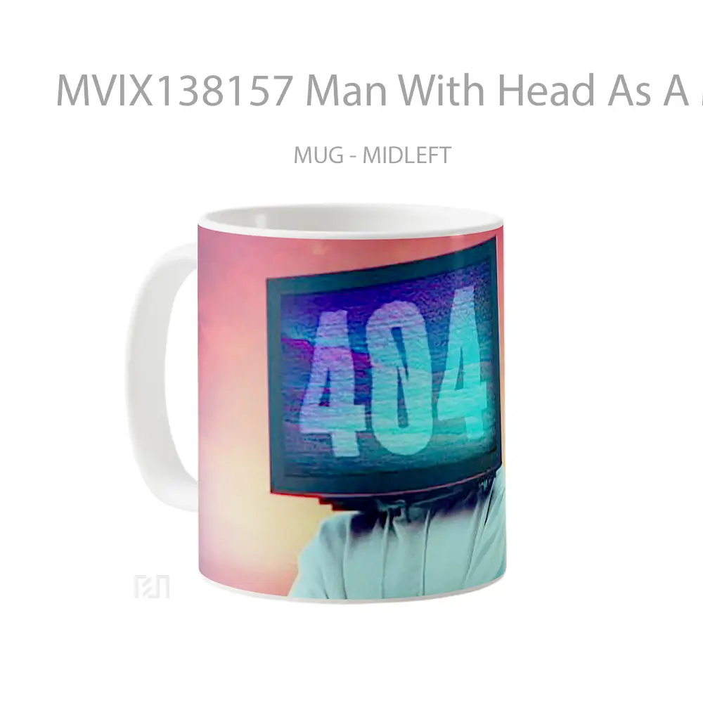 Mug Man With Head As A Monitor Gelas Keramik Unik - All-side / Desain