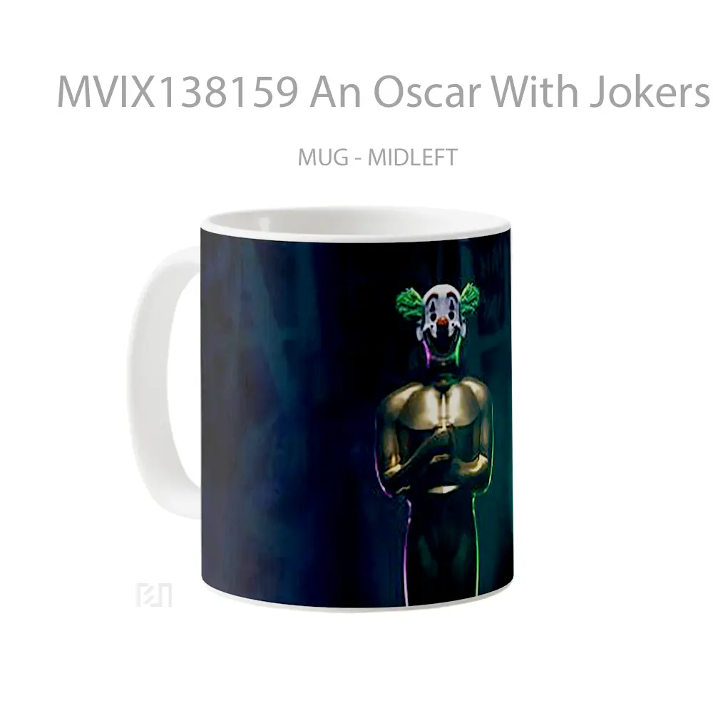 Mug An Oscar With Jokers Face Gelas Keramik Unik - All-side / Desain