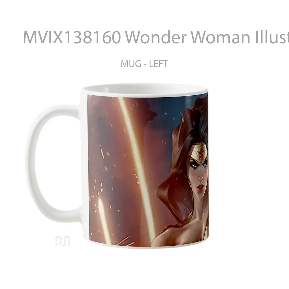 Mug Wonder Woman Illustration V2 Gelas Superhero - All-side / Desain