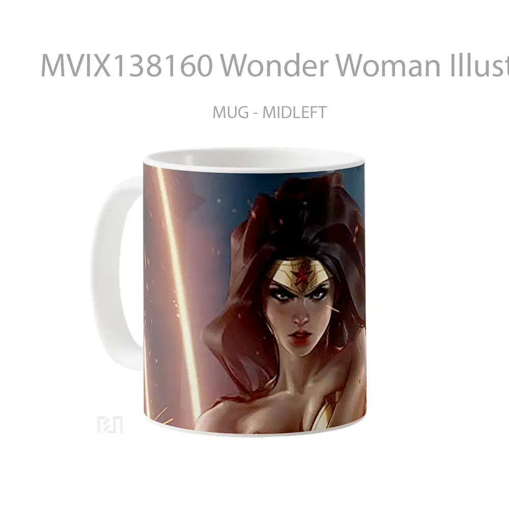 Mug Wonder Woman Illustration V2 Gelas Superhero - All-side / Desain