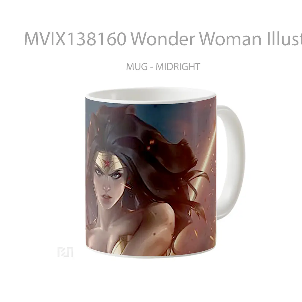 Mug Wonder Woman Illustration V2 Gelas Superhero - All-side / Desain