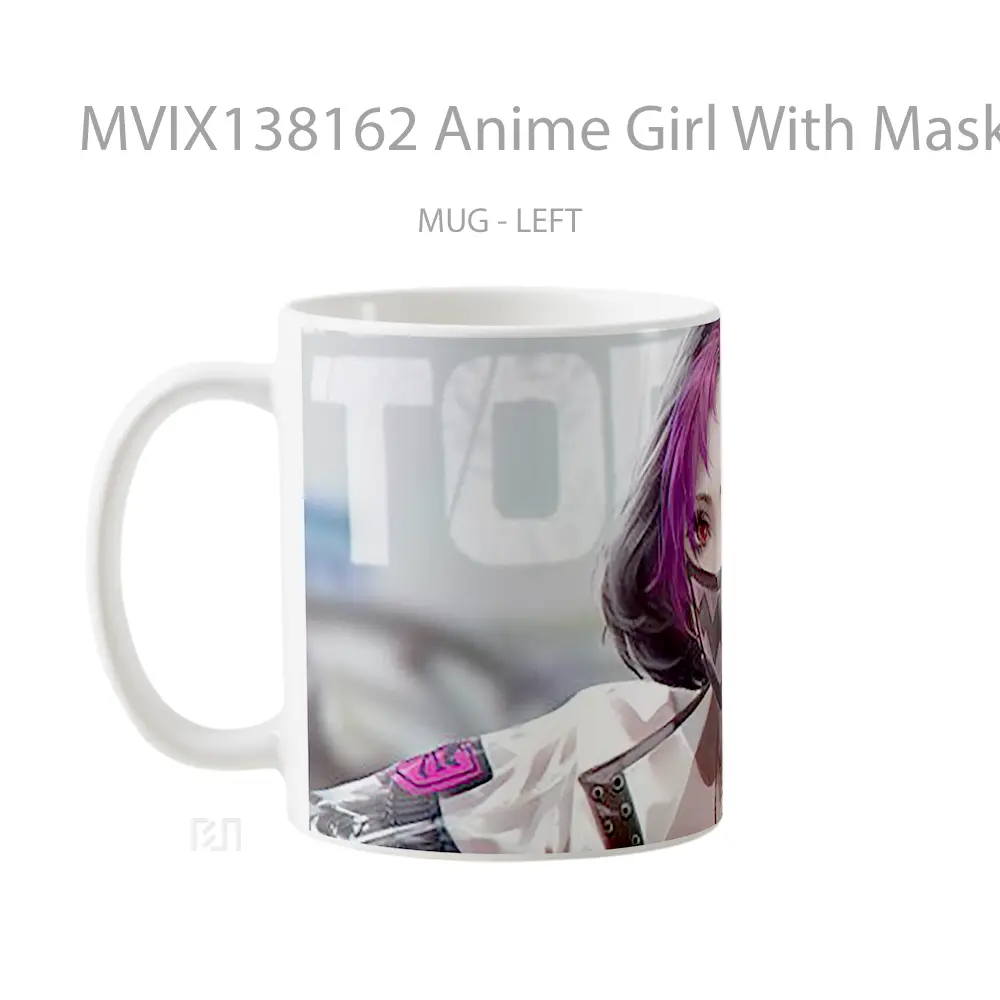 Mug Anime Girl With Mask V1 Cangkir Anime - All-side / Desain