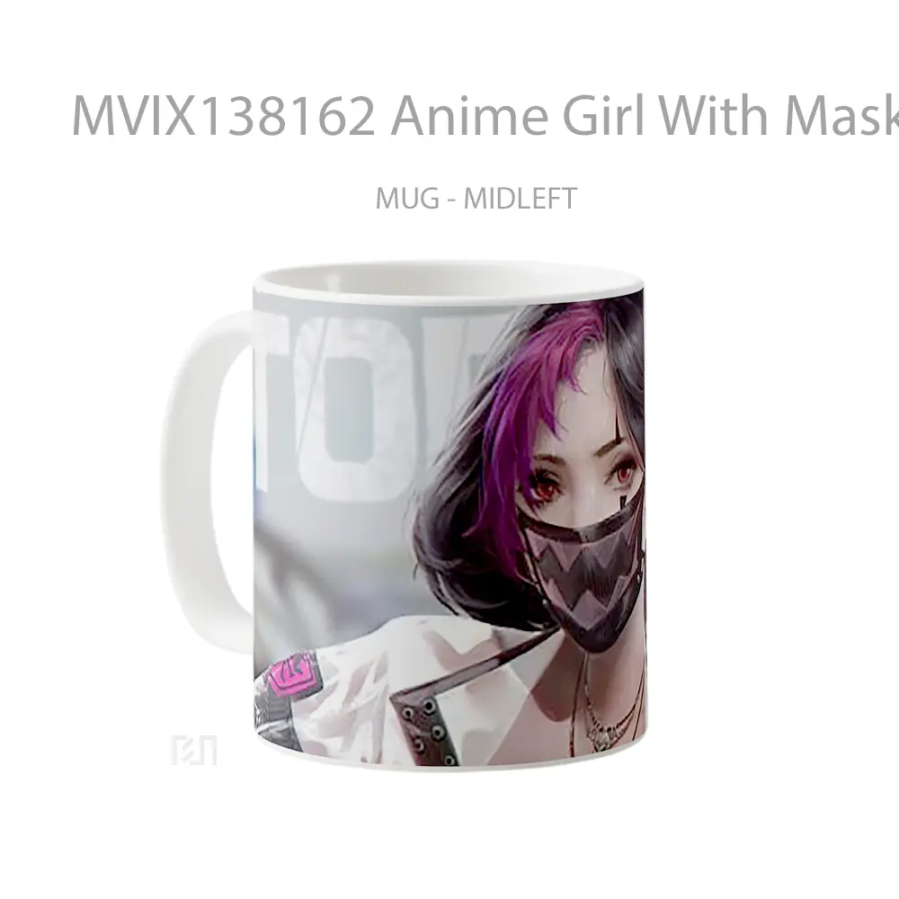 Mug Anime Girl With Mask V1 Cangkir Anime - All-side / Desain