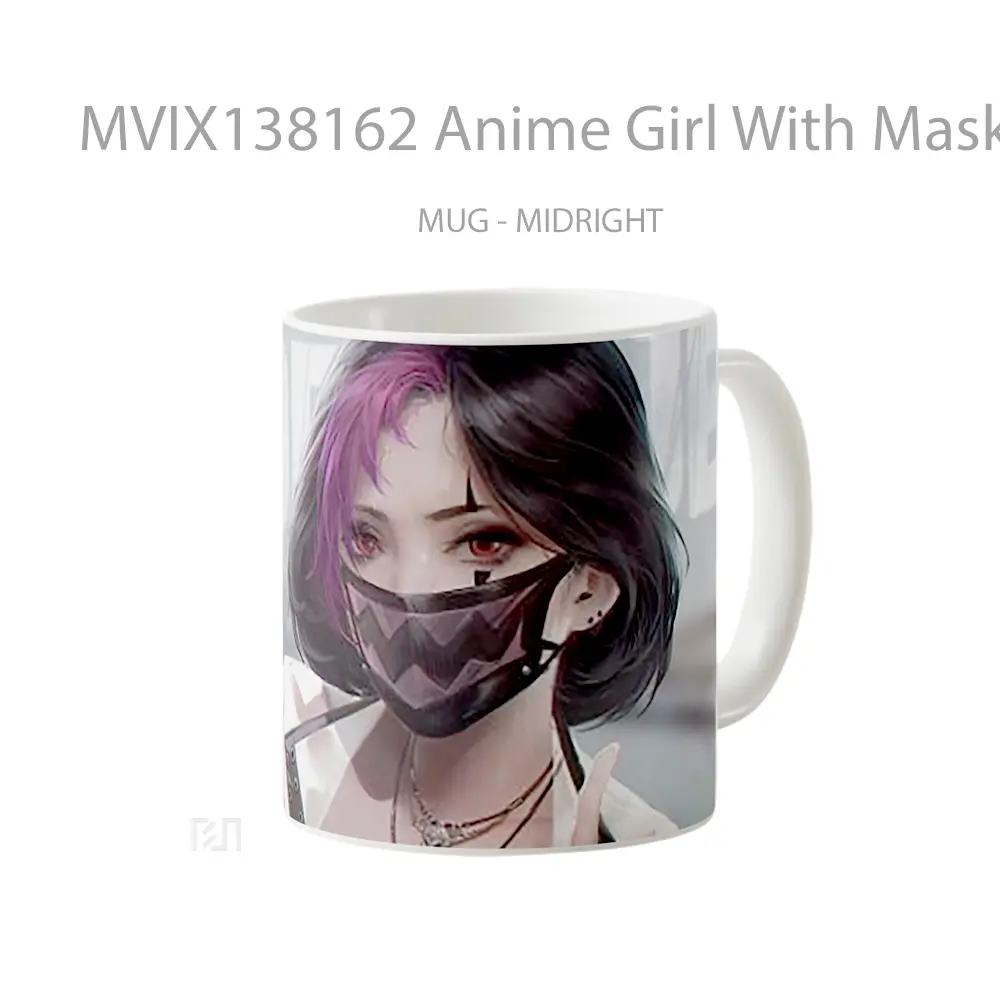 Mug Anime Girl With Mask V1 Cangkir Anime - All-side / Desain