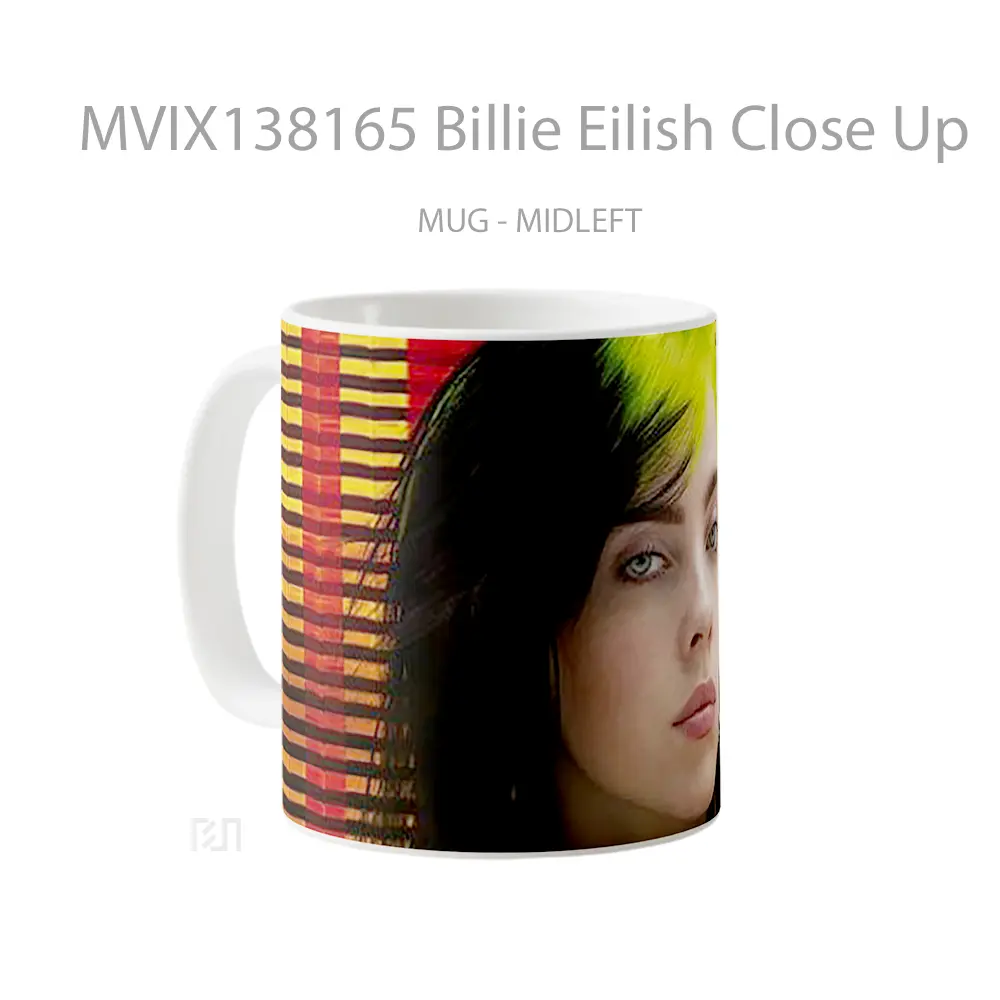 Mug Billie Eilish Close Up Gelas Selebriti - All-side / Desain