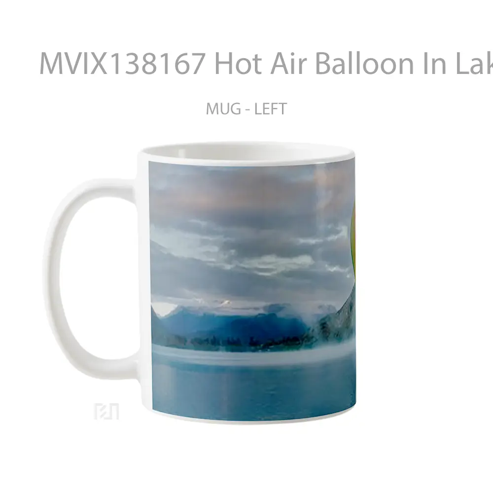 Mug Hot Air Balloon In Lake With Mountains Gelas Pemandangan Alam - All-side / Desain