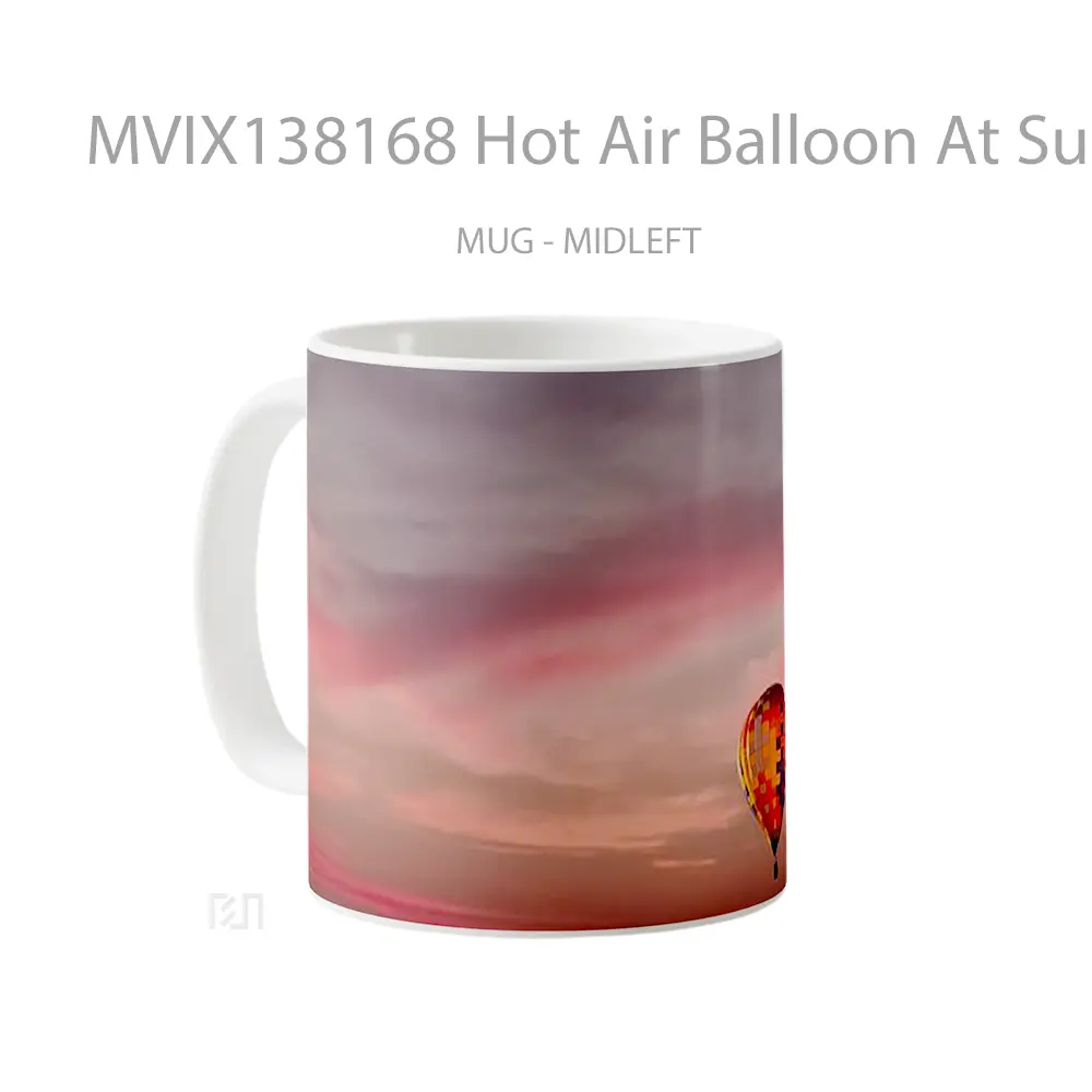 Mug Hot Air Balloon At Sunset V1 Gelas Pemandangan Alam - All-side / Desain