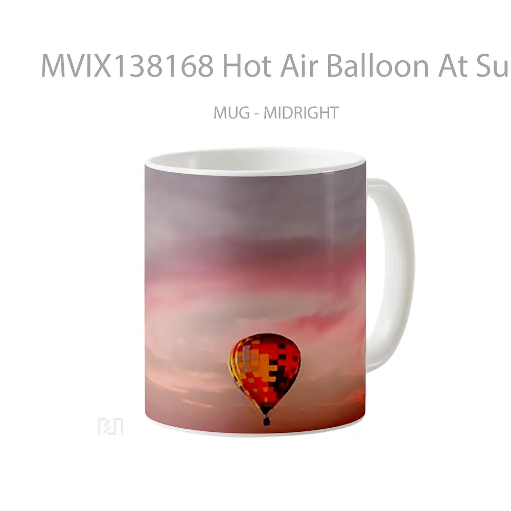 Mug Hot Air Balloon At Sunset V1 Gelas Pemandangan Alam - All-side / Desain