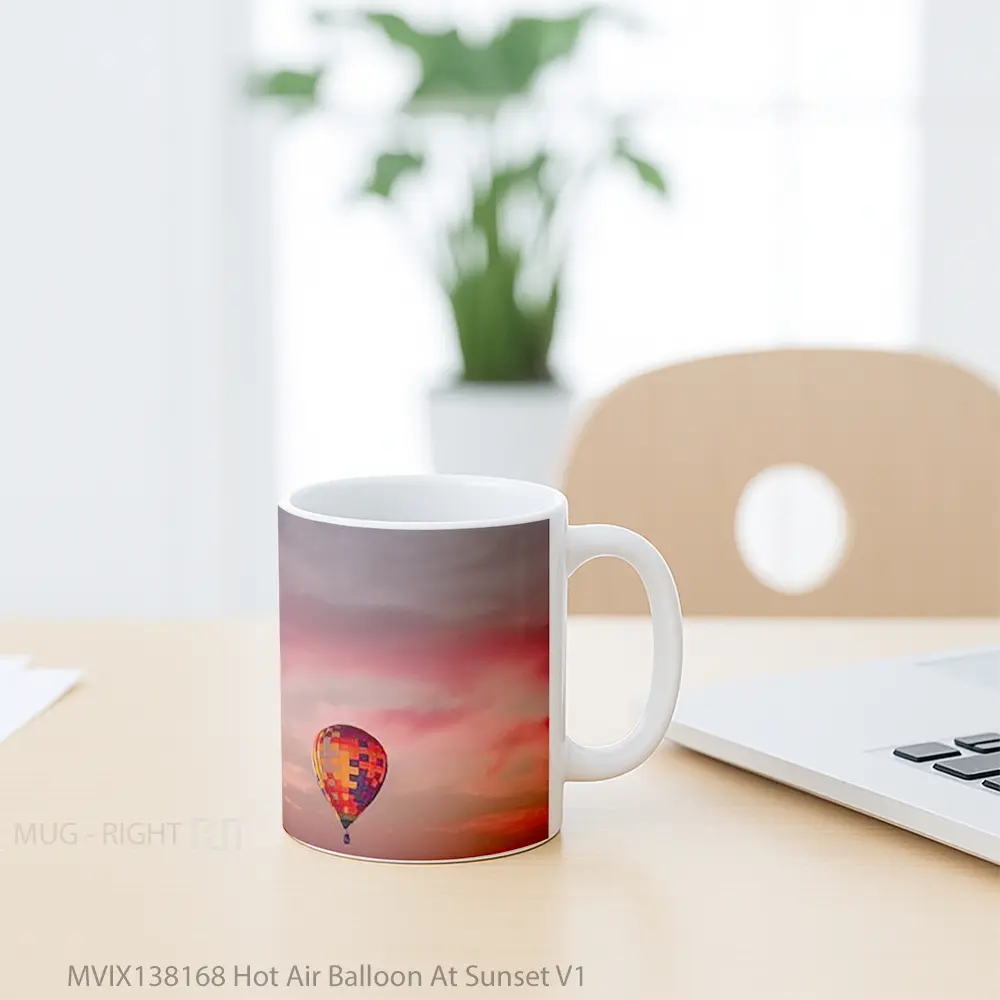 Mug Hot Air Balloon At Sunset V1 Gelas Pemandangan Alam - All-side / Desain