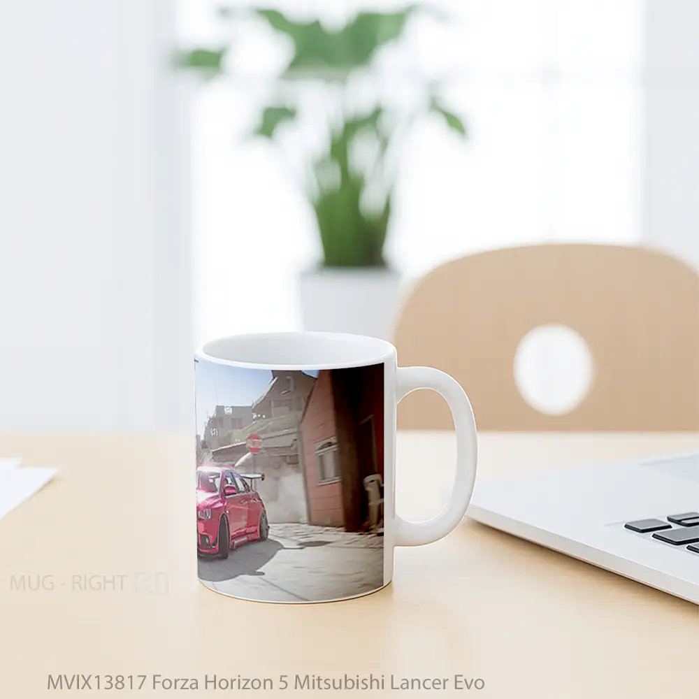 Mug Forza Horizon 5 Mitsubishi Lancer Evo Gelas Keramik Unik - All-side / Desain