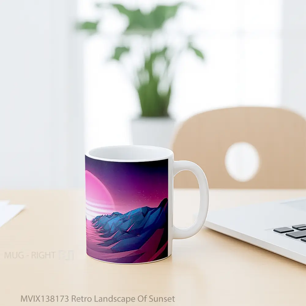 Mug Retro Landscape Of Sunset Gelas Pemandangan Alam - All-side / Desain